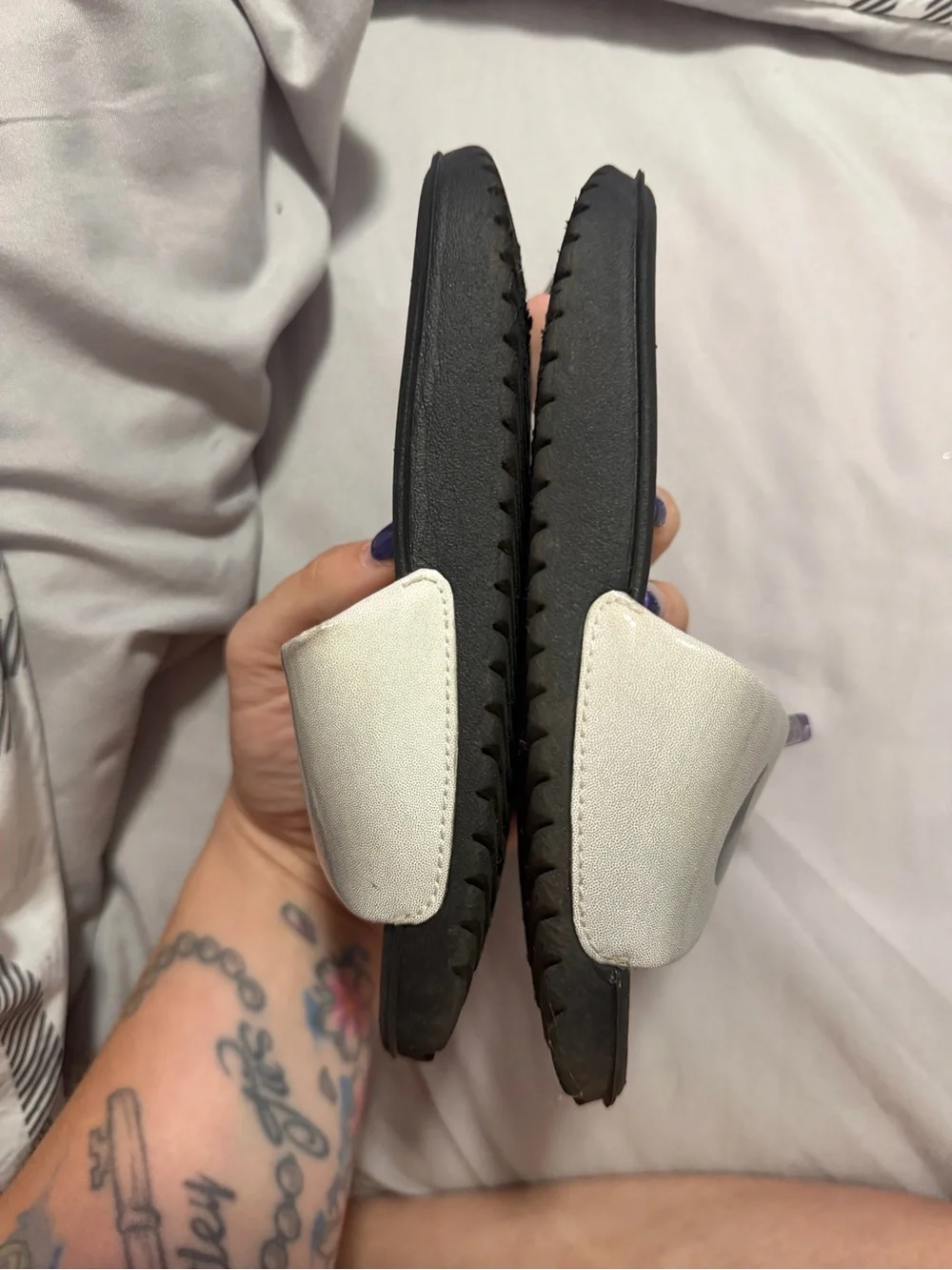 Nike Black and Silver Slide Sandals with Black Swoosh